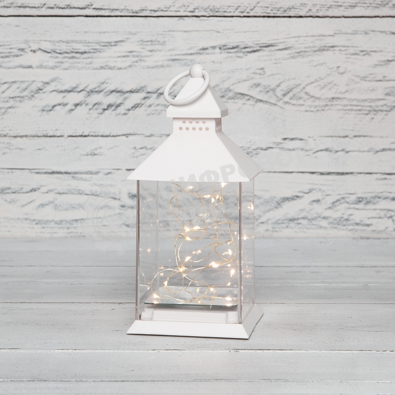 Декоративный фонарь Neon-night с росой, белый корпус, размер 10,7х10,7х23,5 см, цвет теплый белый