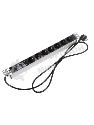 Блок розеток Rem-16 с фил. и инд., 7 Shuko, 16A, алюм., 19