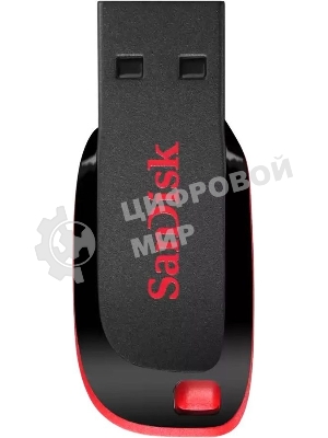 Флешка USB Sandisk CZ50 Cruzer Blade (SDCZ50-016G-B35), 16Gb, USB 2.0, R/W 15/4, черный/красный