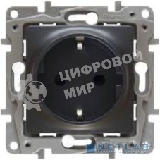 Механизм розетки 1-м СП Etika 2К+З 16А защ. шторки с заземл. винт. зажимы антрацит Legrand 672622