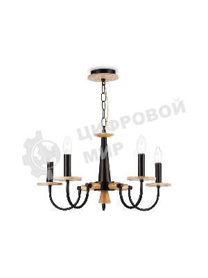 Светильник Ambrella light TR9593/5 BK/LW черный/светлое дерево E14/5 max 40W D555*660