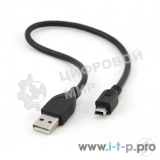 Кабель Gembird USB 2.0 PRO для соед. 0,3м AM/miniBM позол.конт., черный