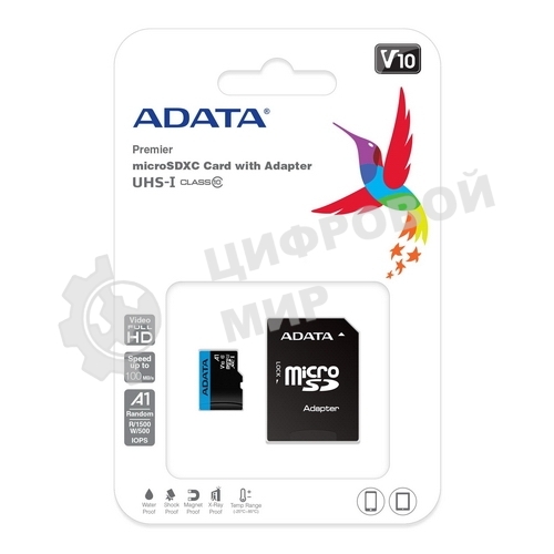 Флеш карта Micro SecureDigital 128Gb ADATA AUSDX128GUICL10A1-RA1 MicroSDXC Class 10 UHS-I, SD adapter