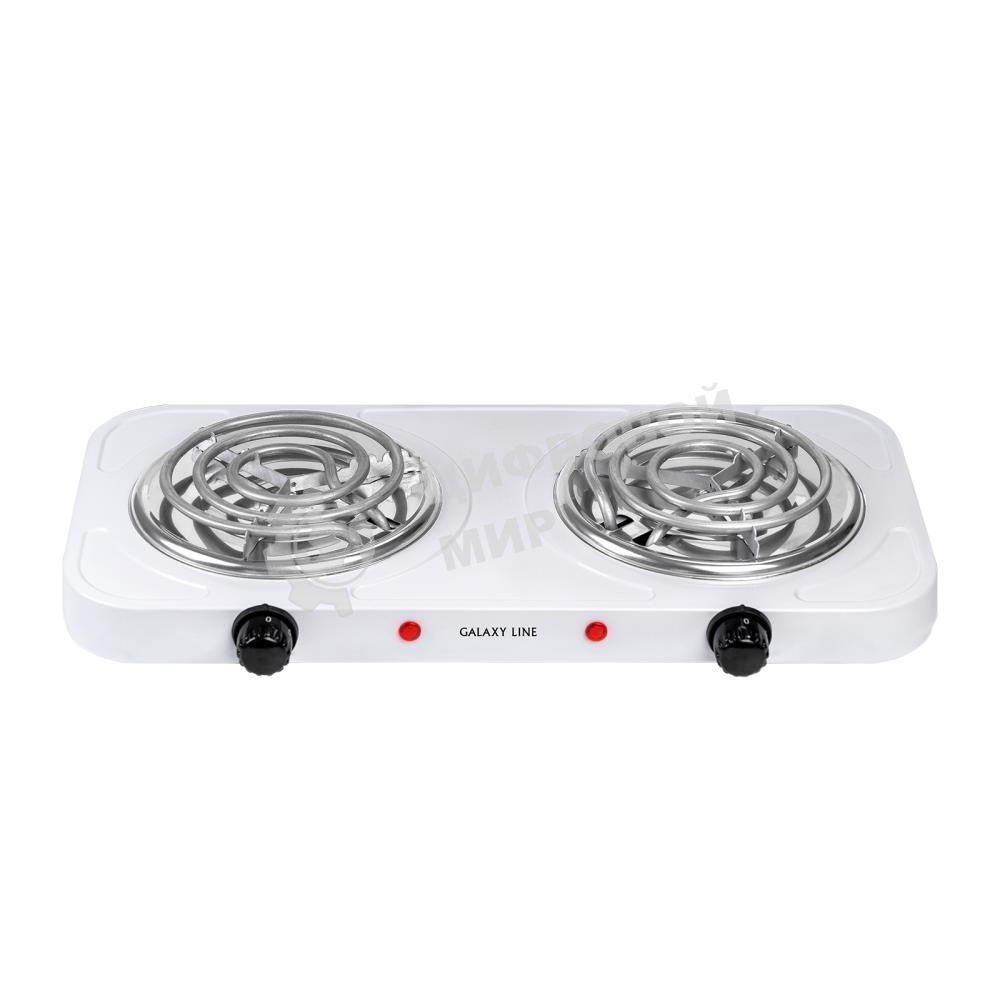 Плита настольная электрическая Galaxy Line GL 3004, белый, электрическая, 2000 Вт (1000Вт+1000Вт)