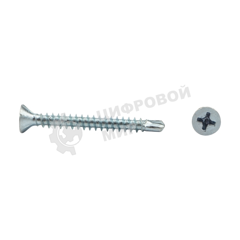 Саморез оконный Kranz сверло, 3.9х35, белый цинк, короб (500 шт./уп.)