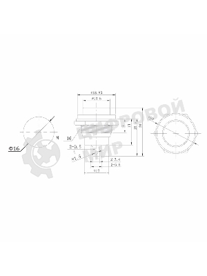 Выключатель-кнопка металл Rexant 250V 2А (2с) (ON)-OFF Ø16.2 белая