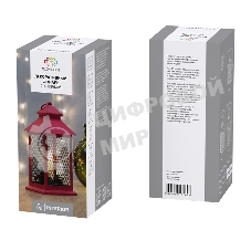 Декоративный фонарь Neon-night со свечкой, красный корпус, размер 13.5х13.5х30,5 см, цвет теплый белый