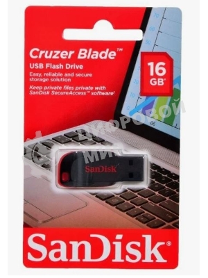 Флешка USB Sandisk CZ50 Cruzer Blade (SDCZ50-016G-B35), 16Gb, USB 2.0, R/W 15/4, черный/красный