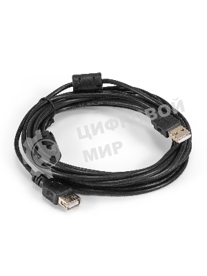 Удлинитель USB 2.0 ExeGate EX-CCF-USB2-AMAF-4.5F (Am/Af, позолоченные контакты, ферритовые кольца, 4,5м)
