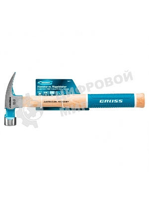 Молоток-гвоздодер Gross AMERICAN HICKORY 280 г, угол 75, магнит, обрезиненная рукоятка