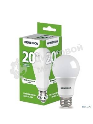 Лампа светодиодная A60 груша 20Вт 230В 4000К E27 GENERICA