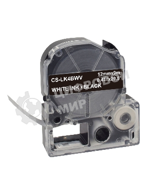 Картридж ленточный Cactus CS-LK4BWV белый шрифт, черный фон (12 мм, 9 м) для Epson LW300/LW400/LW700/LW600P/LW1000P/K400/Z700/Z900