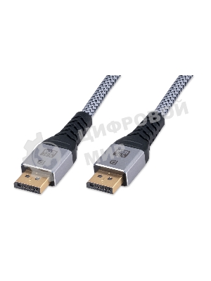 Кабель DisplayPort Cablexpert CCP-DP16K-2M, 20M/20M, v2.1, 16K, медь, тройной экран, позол.контакты, нейлон.оплетка, метал.коннекторы, 2м, черный, коробка