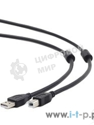 Кабель Gembird/Cablexpert USB 2.0 Pro, AM/BM, 4.5м, экран,2феррит.кольца, черный, пакет