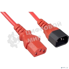 Кабель питания монитор-компьютер Cabeus PC-189-VDE-1.8M-RD IEC 320 C13 - IEC 320 C14 (3x0.75), красный, 1.8 м