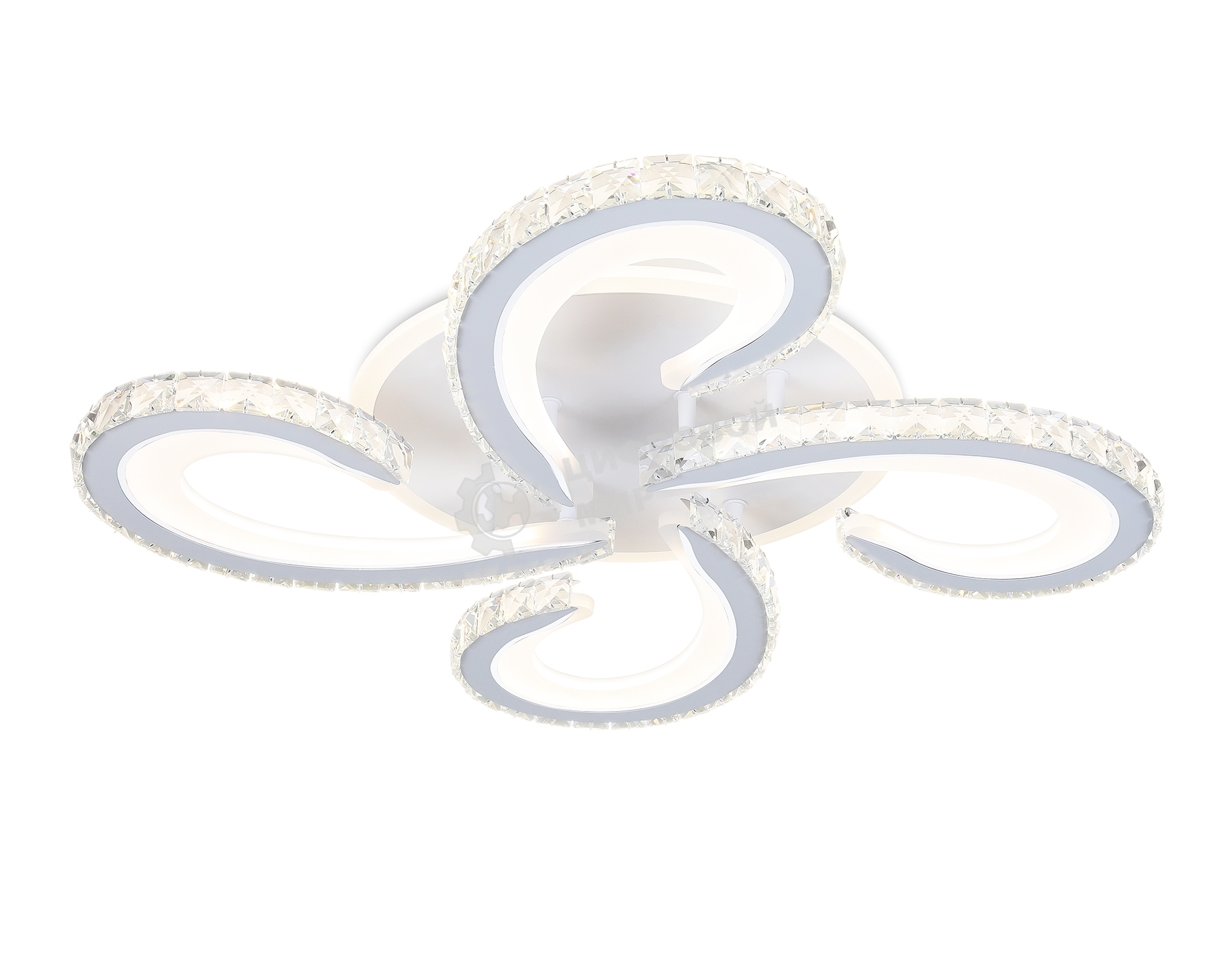 Потолочный светодиодный светильник Ambrella light FA1702/4 WH/CH белый/хром 121W 3000K-6400K 560*560*90 (ПДУ РАДИО 2.4G)