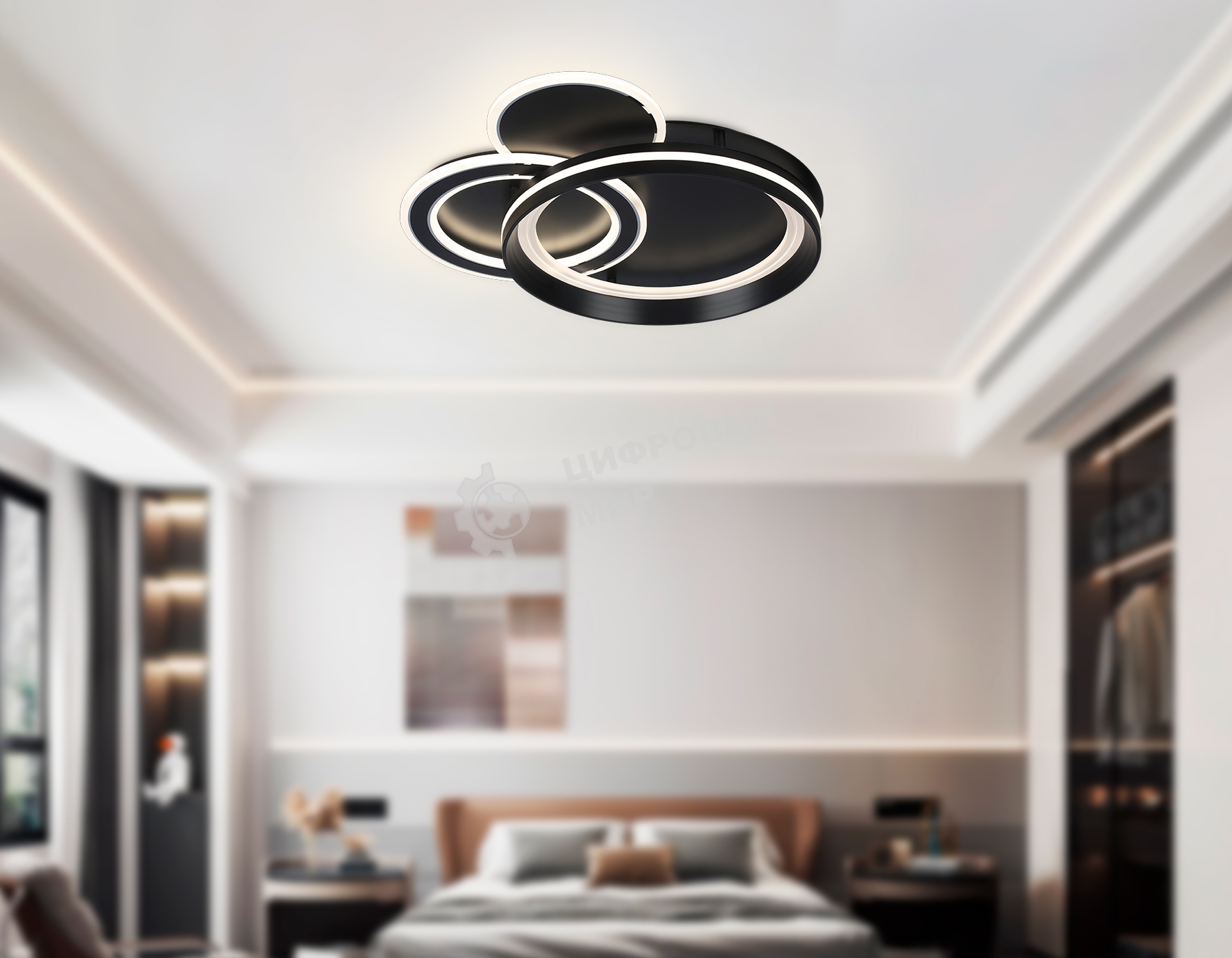 Светильник Ambrella light FA8515/3 BK черный 143W 3000K-6400K 500*500*80 (ПДУ РАДИО 2.4G)