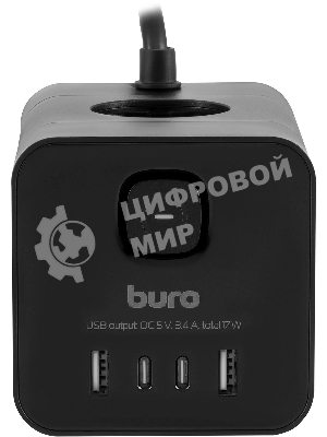 Сетевой удлинитель Buro BU-PTE4.1UC-B 1.5 м (4 розетки) черный (пакет ПЭ)
