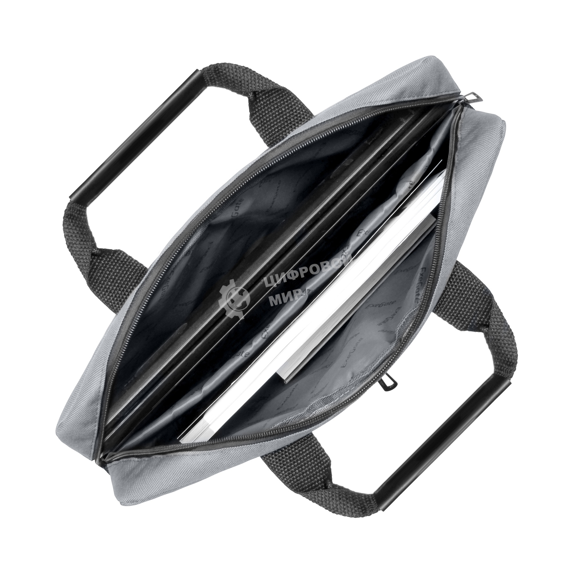 Сумка для ноутбука ExeGate Office F1590 Grey, серая, полиэстер, для ноутбуков до 15.6