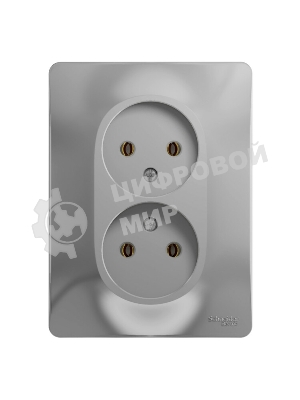 Розетка 2-м СП Glossa 16А IP20 без заземл. в сборе алюм. SchE GSL000320