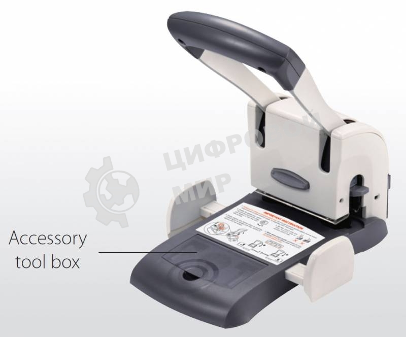 Дырокол Kw-Trio Lever-Tech HD 9546, до 100 листов, металл/пластик серый, отверстий: 2, с линейкой