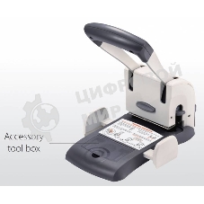 Дырокол Kw-Trio Lever-Tech HD 9546, до 100 листов, металл/пластик серый, отверстий: 2, с линейкой