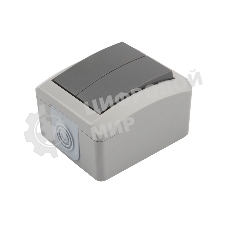 Выключатель двухклавишный Kranz INDUSTRIAL открытой установки, IP54 серый