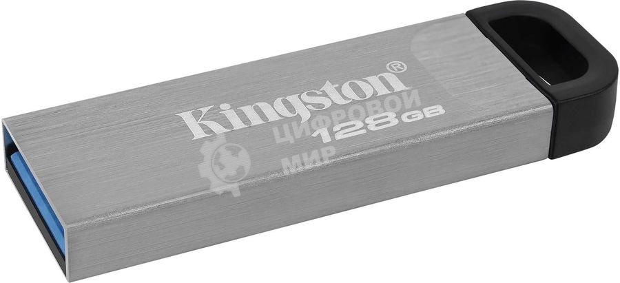 Флешка USB Kingston DataTraveler KYSON (DTKN/128 Gb), 128Gb, USB 3.2 Gen 1, R/W 200/60, серебристый/черный