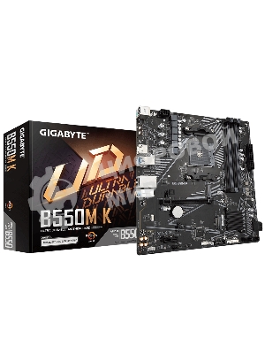 Материнская плата Gigabyte B550M K, AM4, AMD B550, 4xDDR4, 4xSATA, 2xM.2, 1xPCIe 4.0 x16, 1xPCIe x1, 1xHDMI, 1xDP, 1x 1Gb LAN, 4xUSB-A 3.2 Gen 1, 4xUSB-A 2.0, 3x3.5 мм, 7.1, mATX