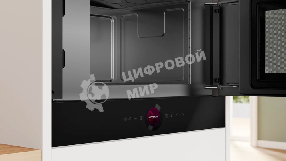 Микроволновая печь встраиваемая Bosch BFR9221B1 черный, 21 л, 900 Вт, переключатели - поворотный механизм/сенсор