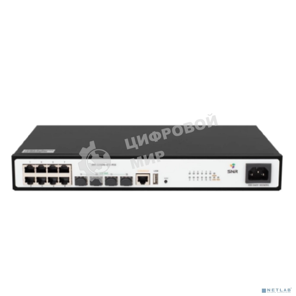 Коммутатор POE управляемый уровня 2, 8 портов 10/100/1000Base-T с поддержкой PoE, 4 порта 1/10G SFP+, POE 125 Ватт