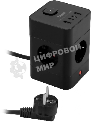 Сетевой удлинитель Buro BU-PTE4.1UC-B 1.5 м (4 розетки) черный (пакет ПЭ)