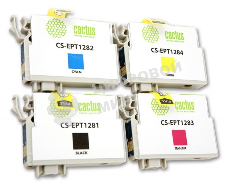 Картридж струйный Cactus CS-EPT1285 черный/голубой/пурпурный/желтый (31 мл) для Epson Stylus SX125/SX425W/SX420W/S22/Office BX305F/BX305FW