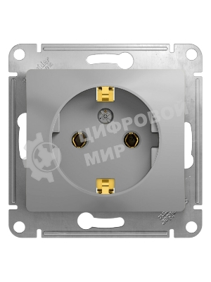 Механизм розетки 1-м СП Glossa 16А с заземл. алюм. SchE GSL000343