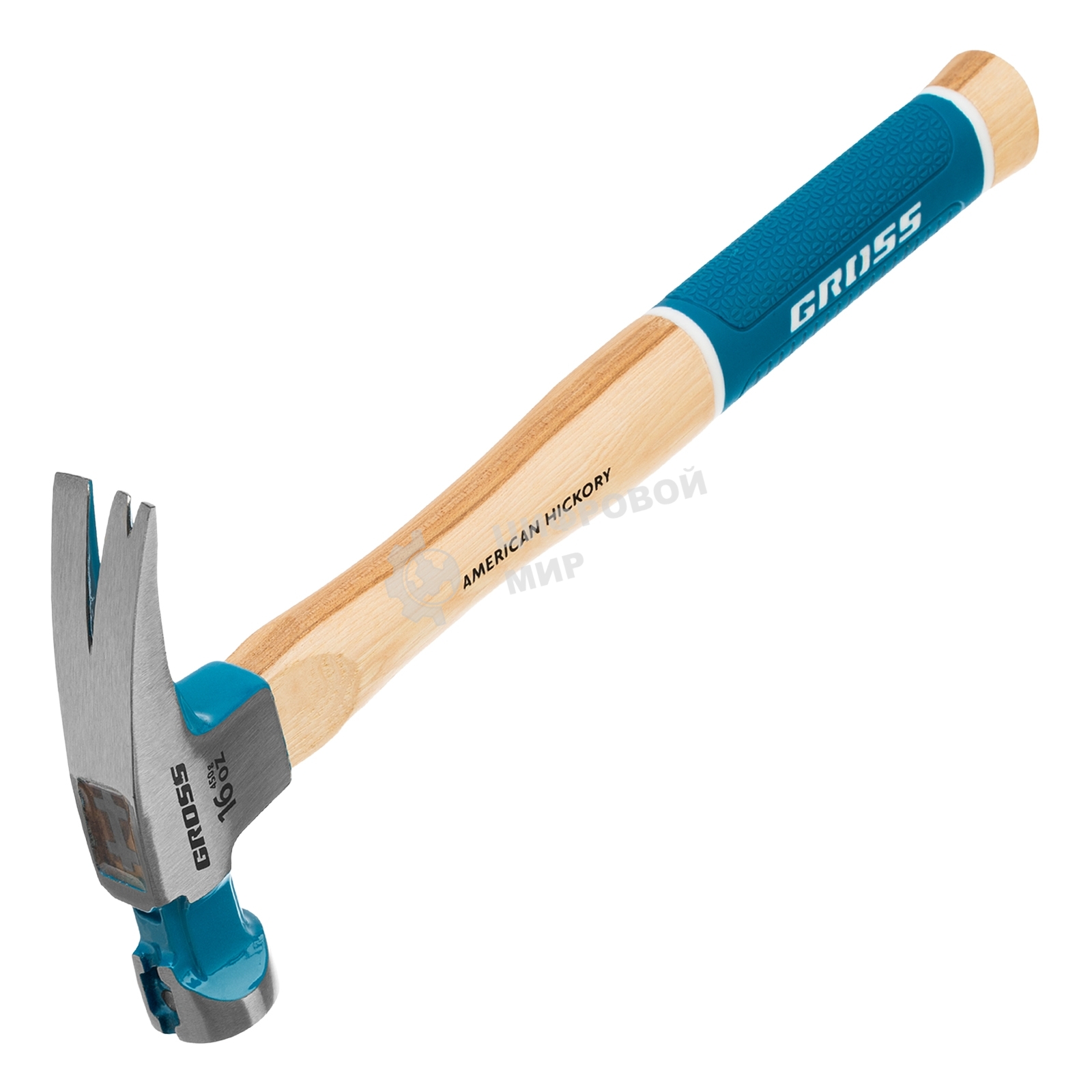 Молоток-гвоздодер Gross 10418 American hickory 450г, угол 75, магнит, обрезиненная рукоятка