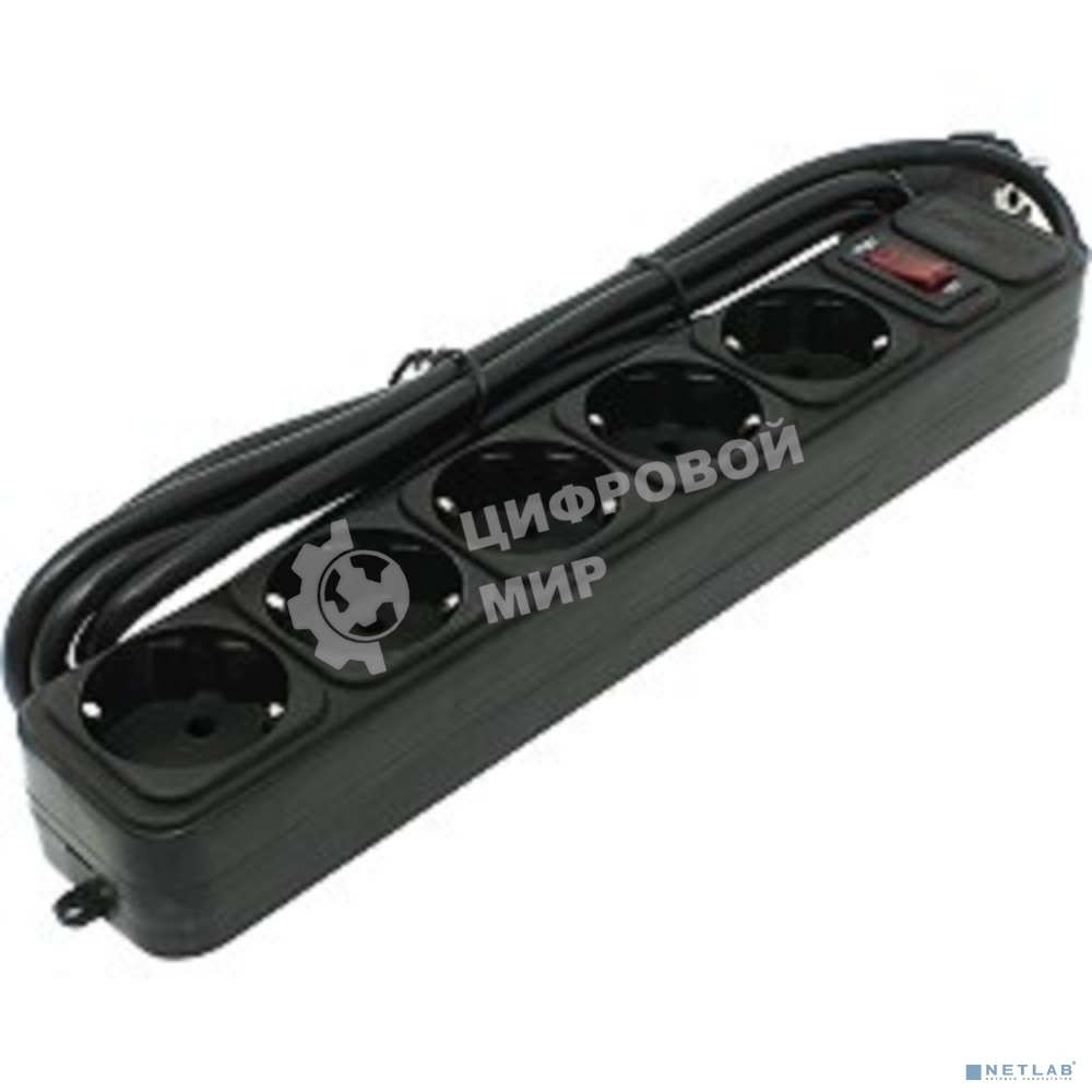 Сетевой фильтр ExeGate EX221185RUS SP-5-3B (5 розеток, 3 м, евровилка, черный)