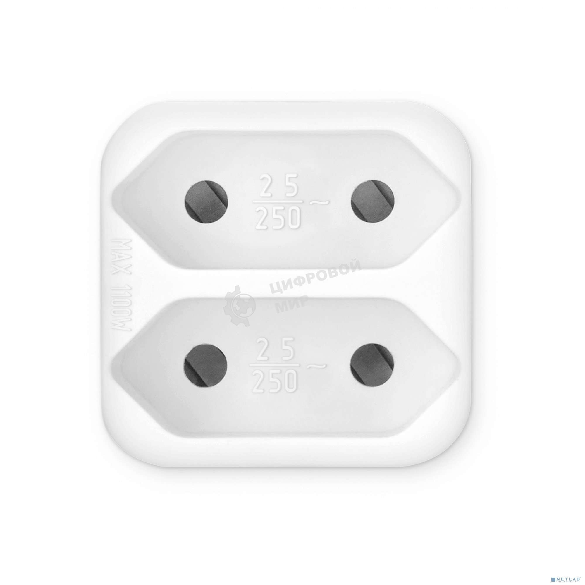 Сетевой разветвитель Buro BU-PS2F-W (2 розетки) белый (пакет ПЭ)