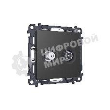 Комплект механизма розетки TV оконечной + SAT 5-862MHz 3.5dB/950-2150MHz 3.5dB ALFA Графит мягкое касание QUANT (AP9133, VM217) MA913310