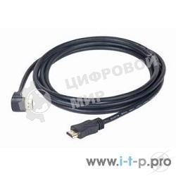 Кабель Cablexpert HDMI CC-HDMI490-15, 19M/19M, v2.0, медь, позол.разъемы, экран, угловой, 4.5м, черный, пакет