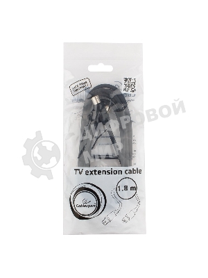 Кабель телевизионный Cablexpert Coaxial M/F, 1.8м