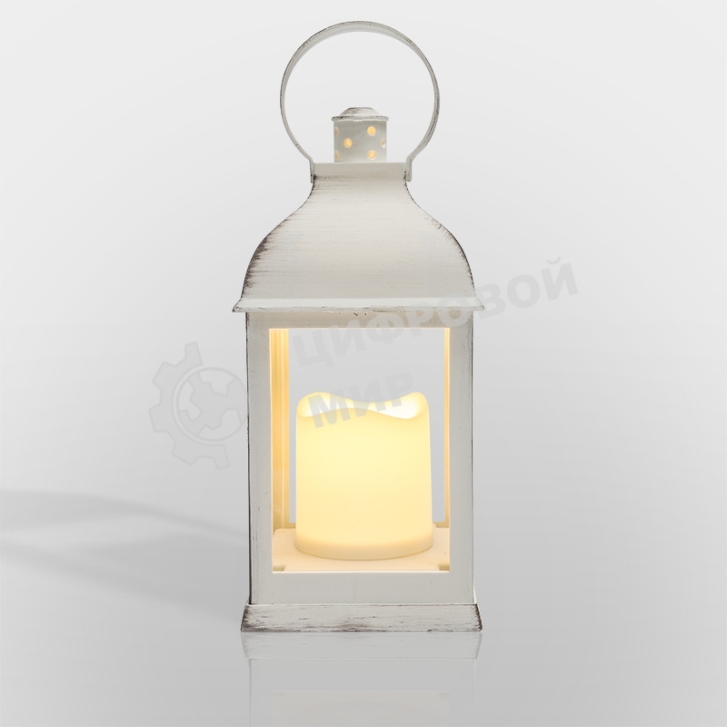 Декоративный фонарь Neon-night со свечкой, белый корпус, размер 10.5х10.5х22,35 см, цвет теплый белый
