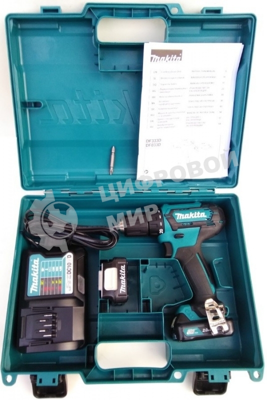 Дрель-шуруповерт аккумуляторная Makita DF333DWAE Аккумуляторная, Кейс
