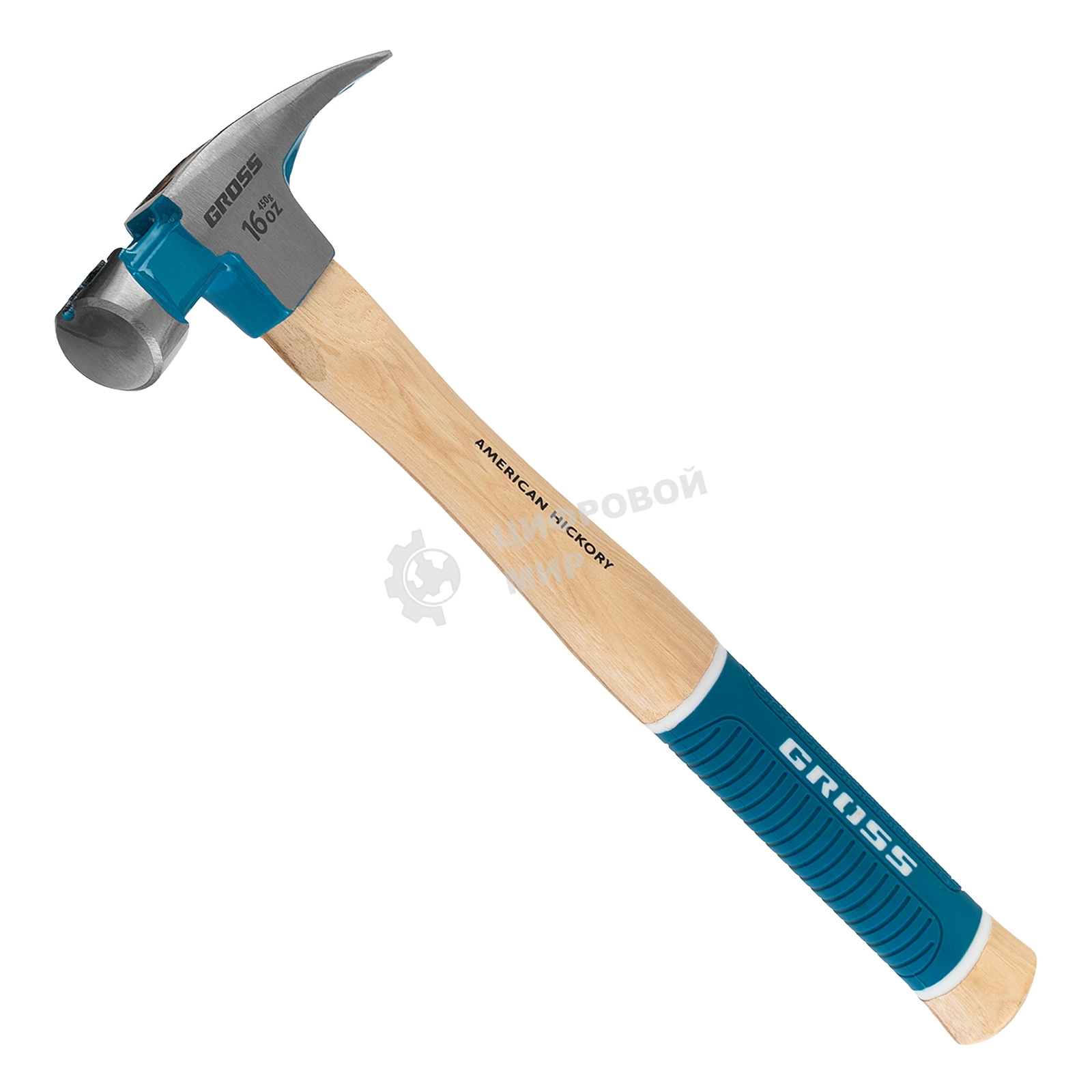 Молоток-гвоздодер Gross 10418 American hickory 450г, угол 75, магнит, обрезиненная рукоятка
