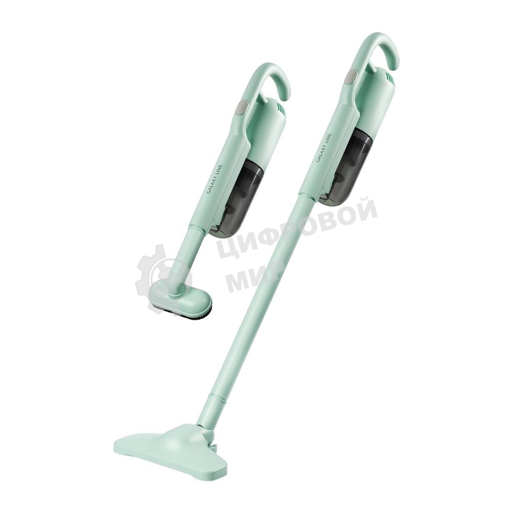 Пылесос вертикальный Galaxy Line GL 6221 салатовый, питание от аккумулятора, 130 Вт, уборка сухая, пылесборник 0.3 л, работа от АКБ max - 30 мин