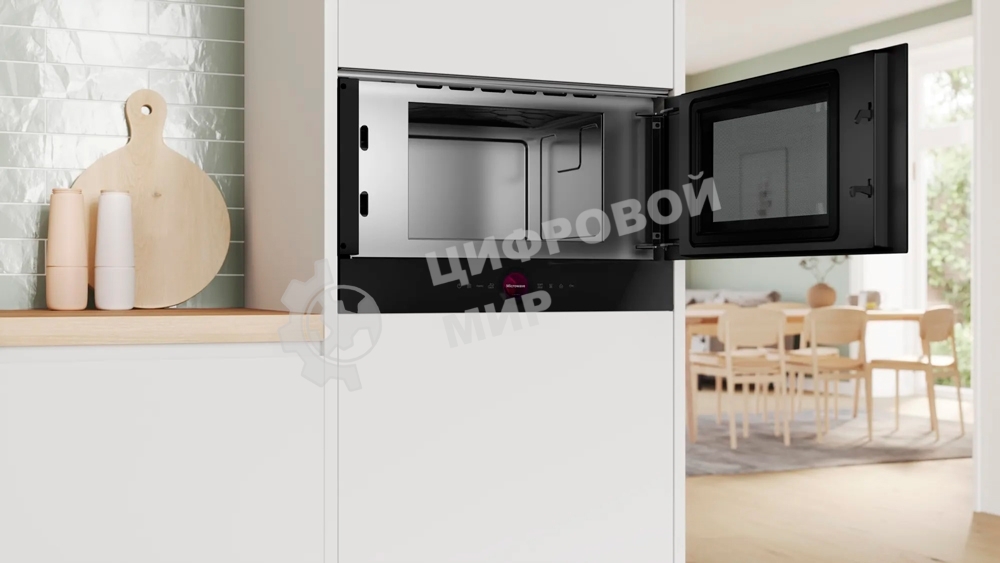 Микроволновая печь встраиваемая Bosch BFR9221B1 черный, 21 л, 900 Вт, переключатели - поворотный механизм/сенсор