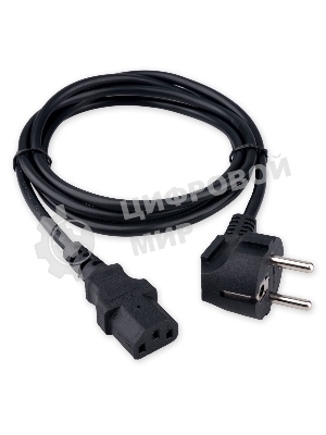 Кабель питания Гарнизон GPC-186-0.5-1.8M, Schuko-C13, 3x0.5мм2, 6A, CCA, с заземлением, 1.8м, черный, пакет