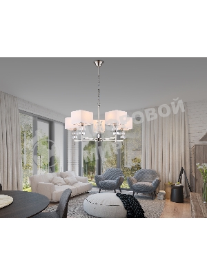 Люстра Ambrella light LH71321/5 SN/WH никель/белый E14/5 max 40W D700*850