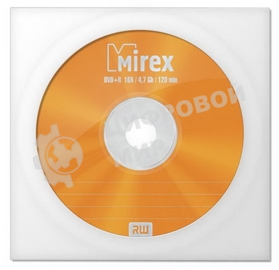 Диск DVD+R Mirex 4.7 Gb, 16x, Бум.конверт (1), (1/600)