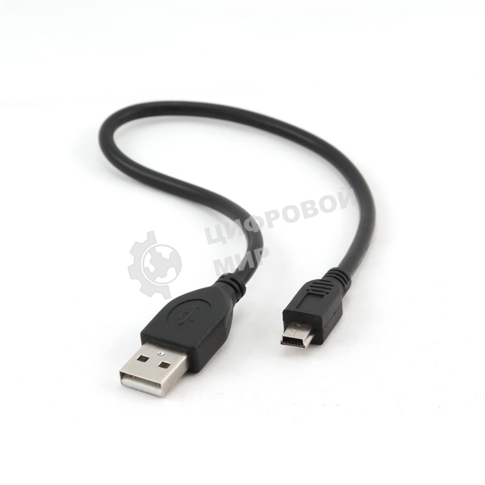 Кабель Gembird USB 2.0 PRO для соед. 0,3м AM/miniBM позол.конт., черный