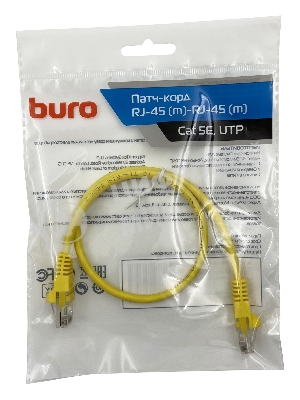 Патч-корд Buro cat.5e molded 0.5м желтый RJ-45 (m)-RJ-45 (m)